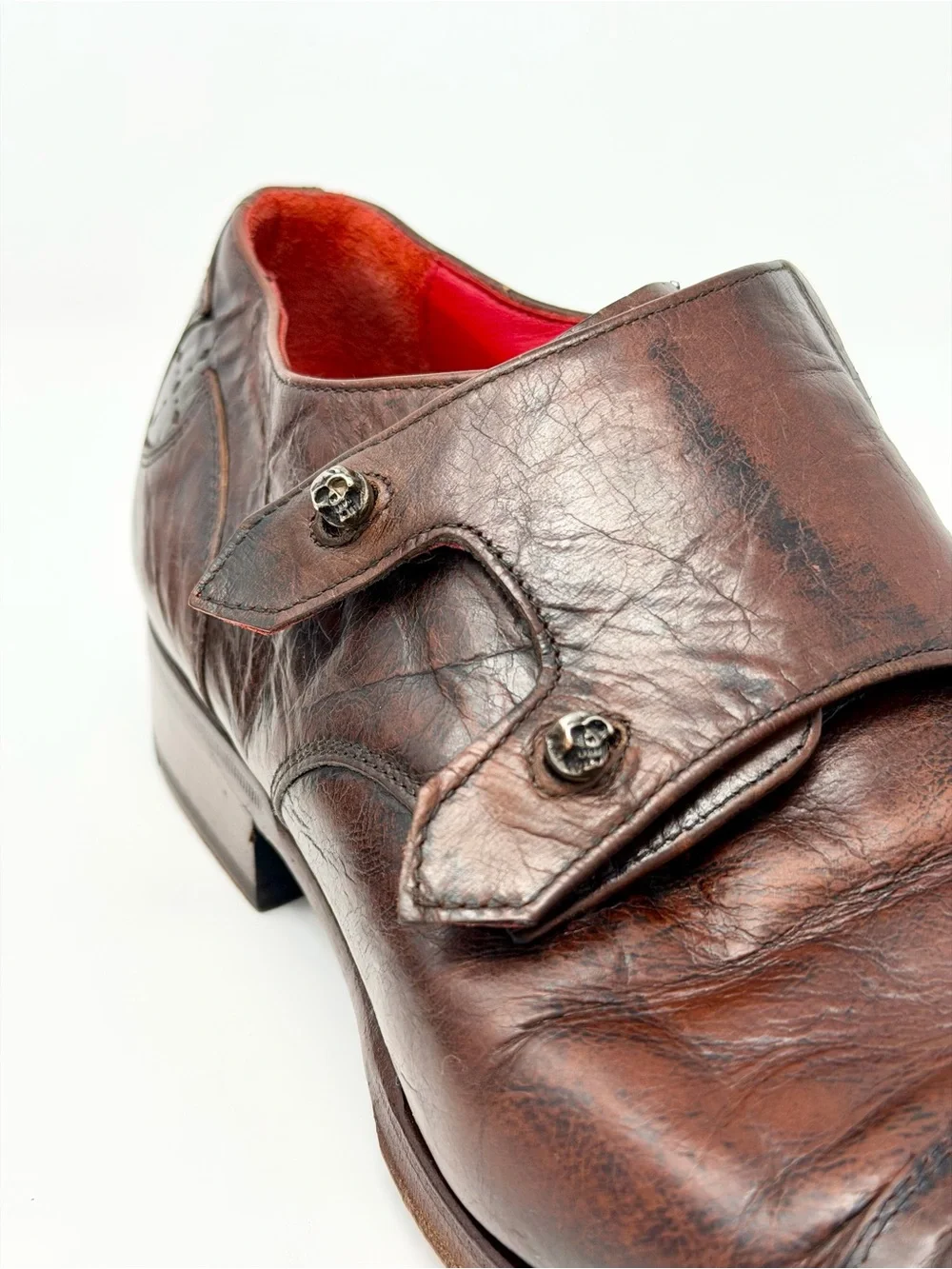 Jeffery West Villain Bela Lugosi Men’s 9.5 Skull Monk Strap Leather Shoes